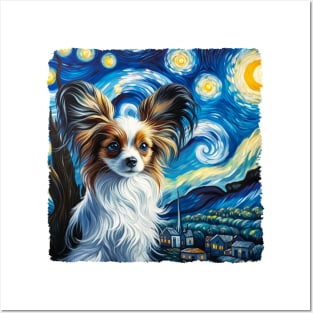 Starry Papillon Dog Portrait - Pet Portrait Posters and Art